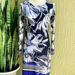 INC. International Concepts Floral Black and Blue Dress